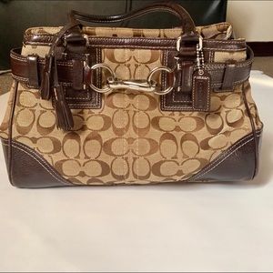 COACH Hampton Signature Brown Satchel Handbag 👜